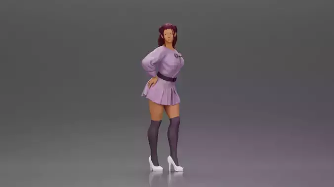 Stylishly Standing with One Hand on Hip and Playful Look