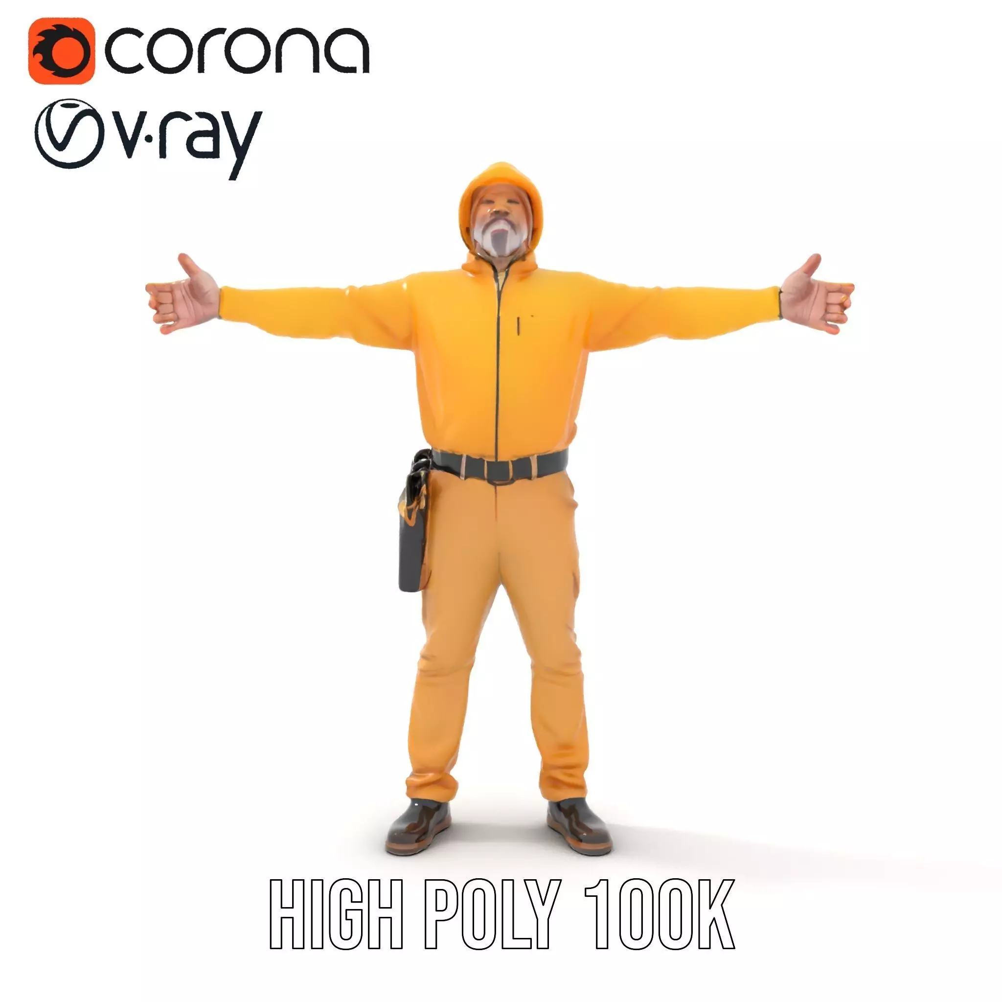Yellow Construction Worker model pack Low-poly 3D model_23
