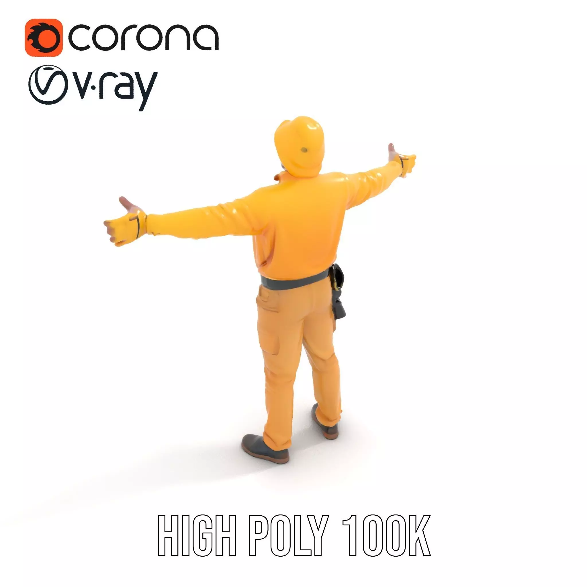 Yellow Construction Worker model pack Low-poly 3D model_15