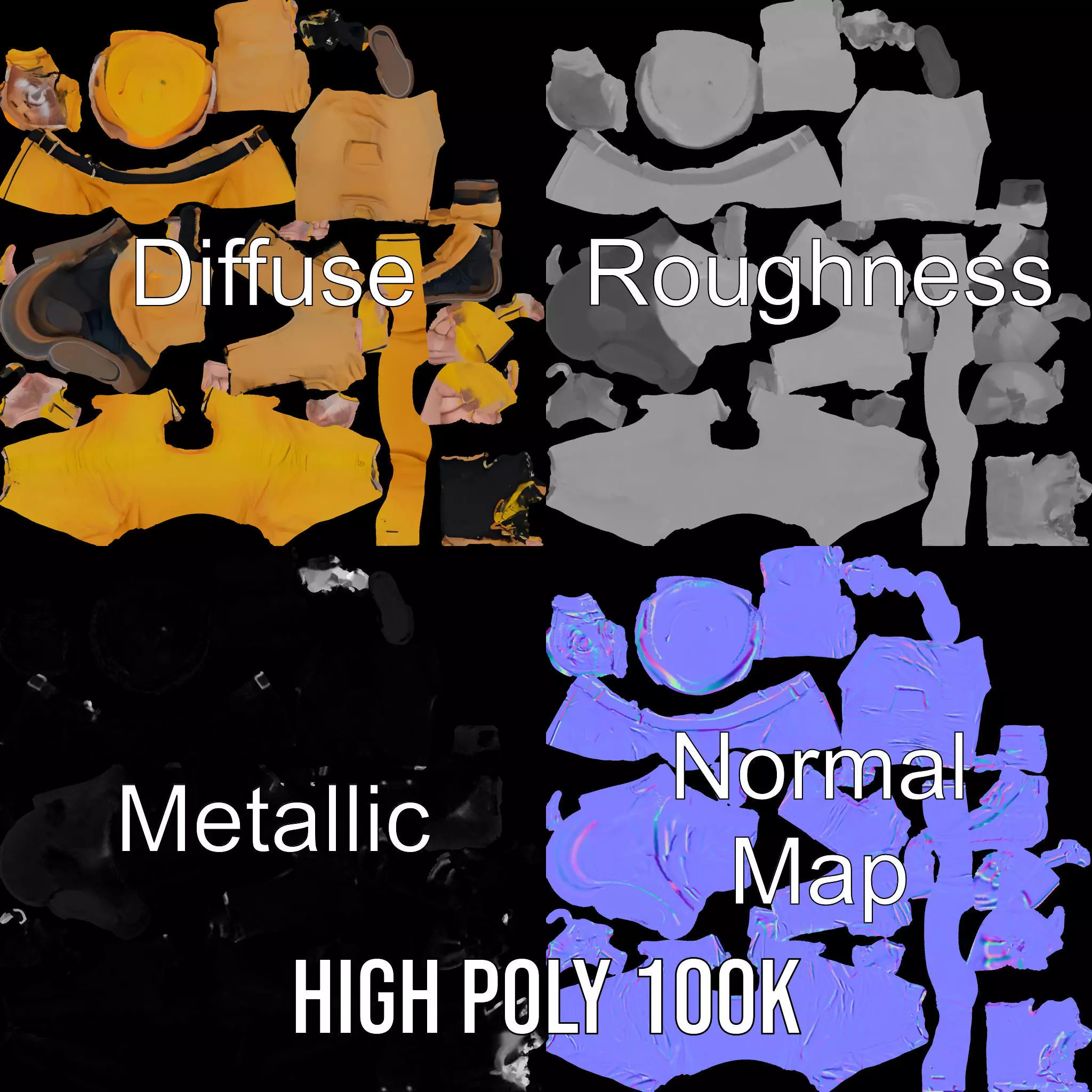 Yellow Construction Worker model pack Low-poly 3D model_3