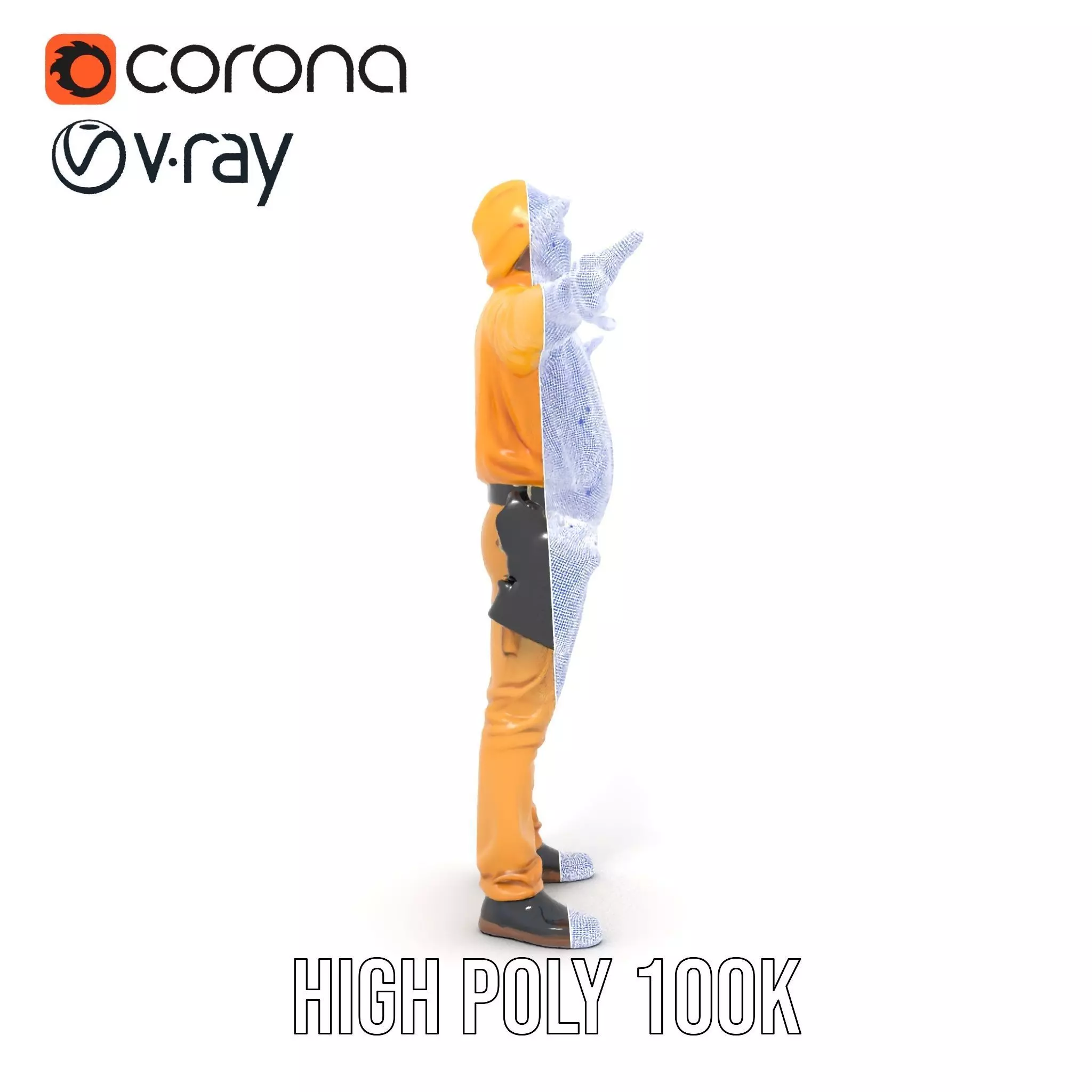 Yellow Construction Worker model pack Low-poly 3D model_34