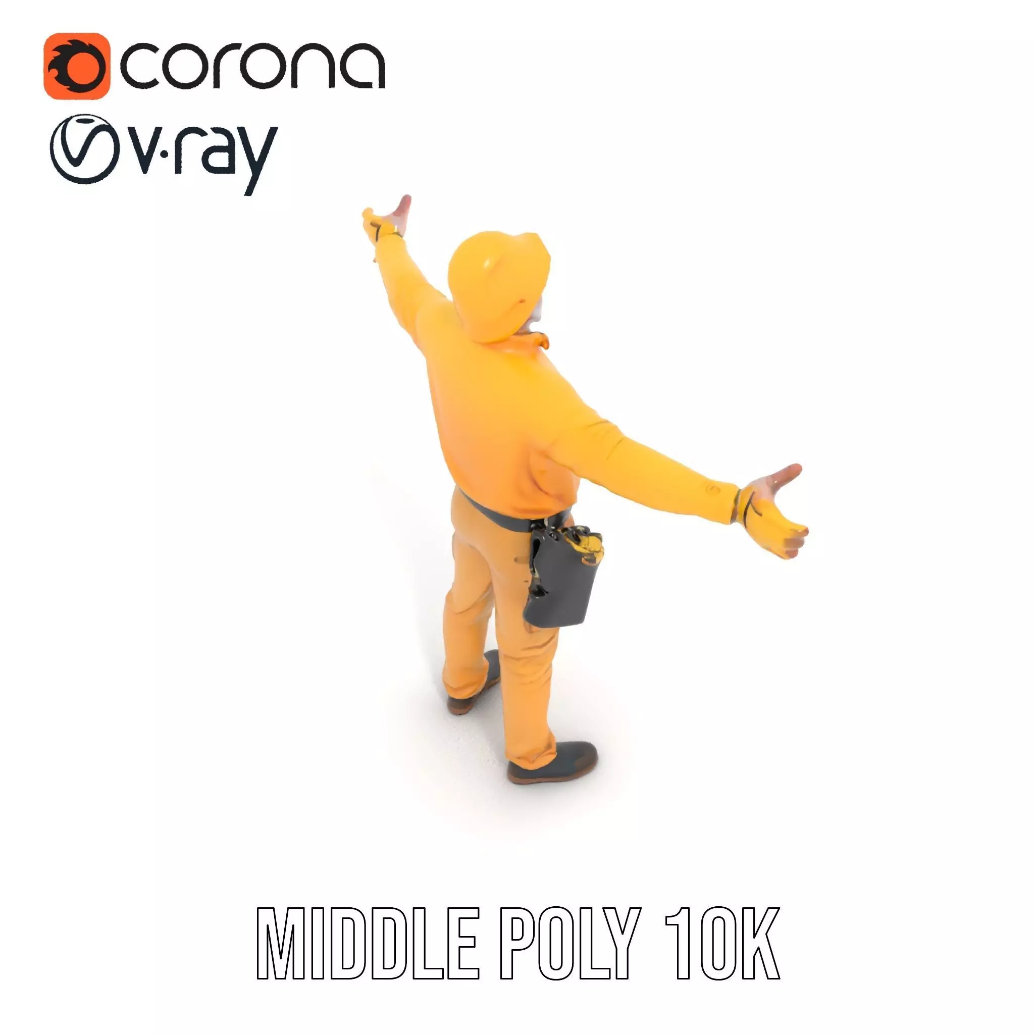 Yellow Construction Worker model pack Low-poly 3D model_13