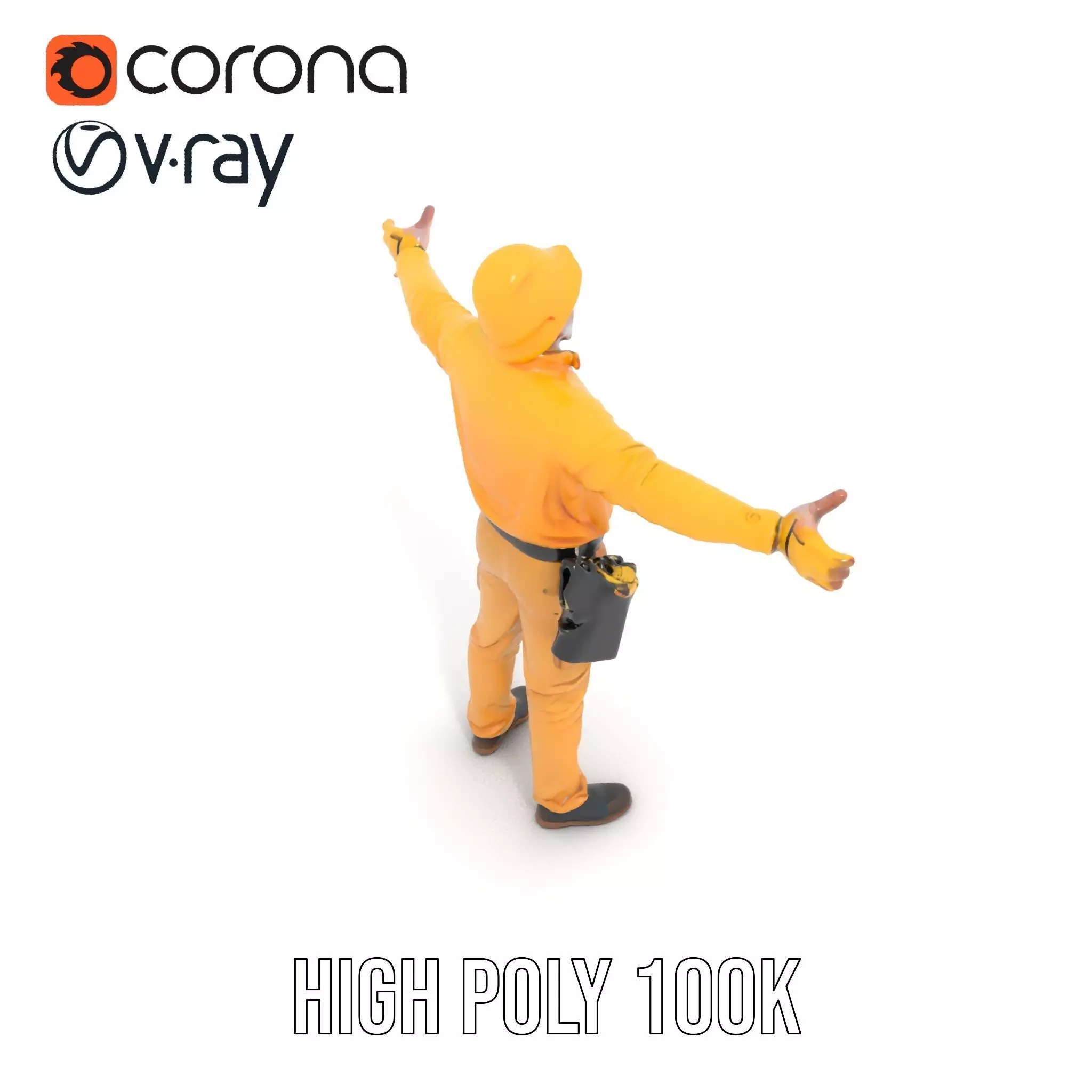 Yellow Construction Worker model pack Low-poly 3D model_29