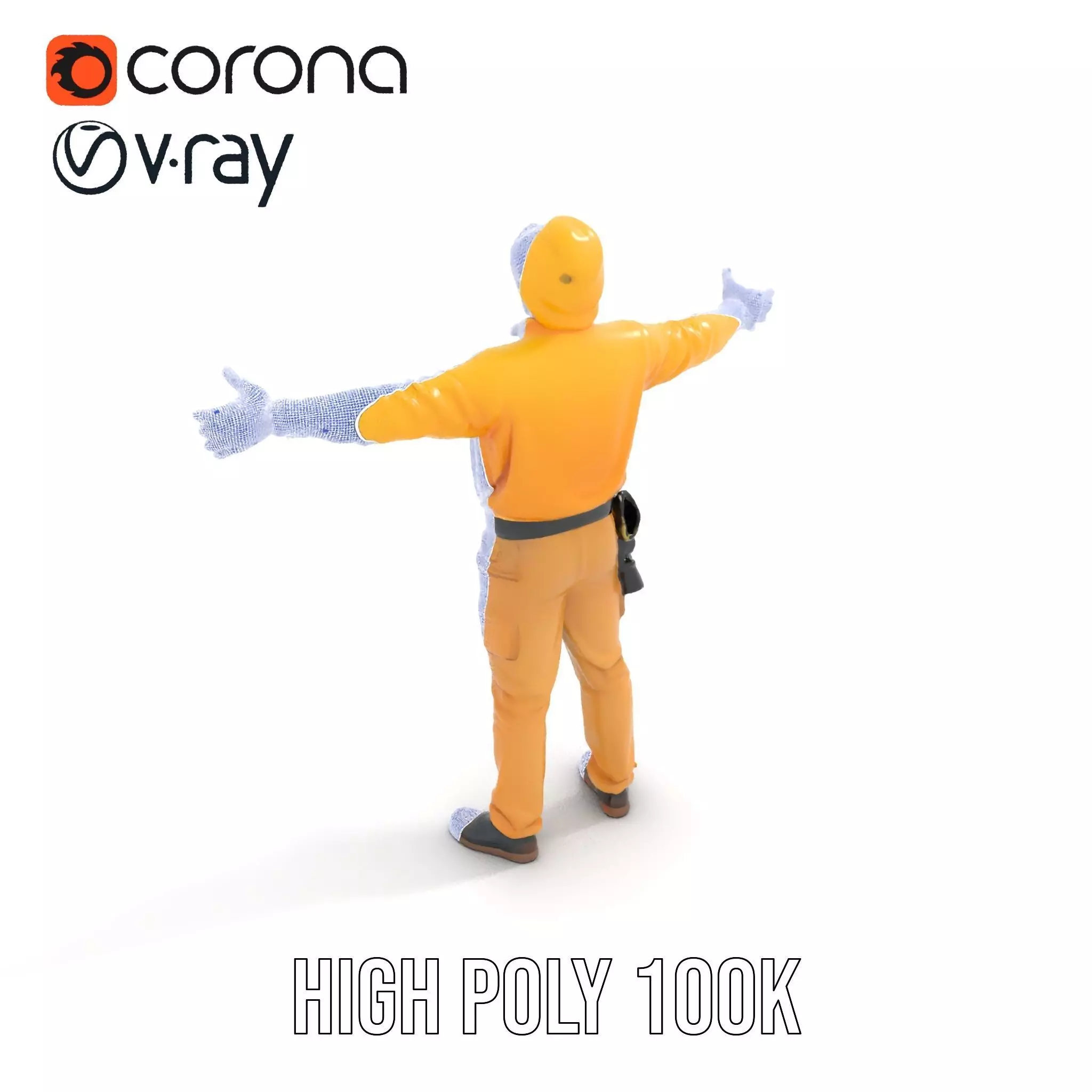 Yellow Construction Worker model pack Low-poly 3D model_32