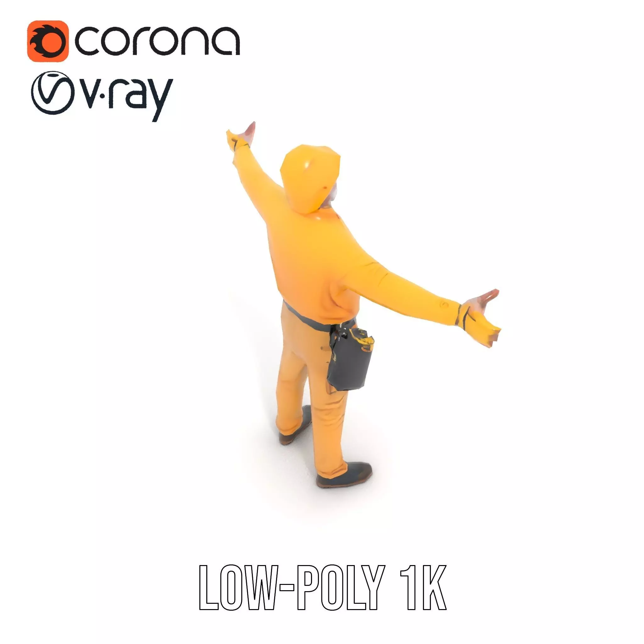 Yellow Construction Worker model pack Low-poly 3D model_9