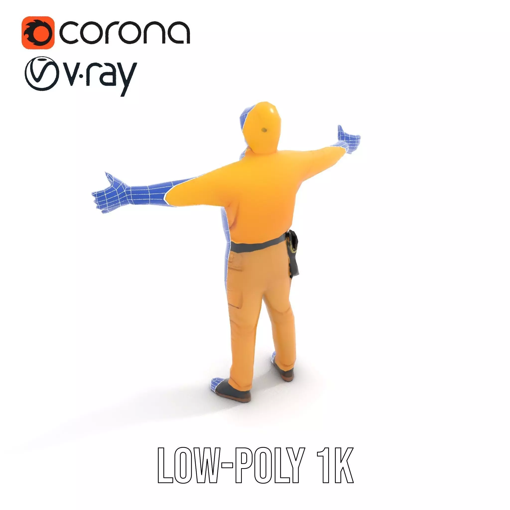 Yellow Construction Worker model pack Low-poly 3D model_28