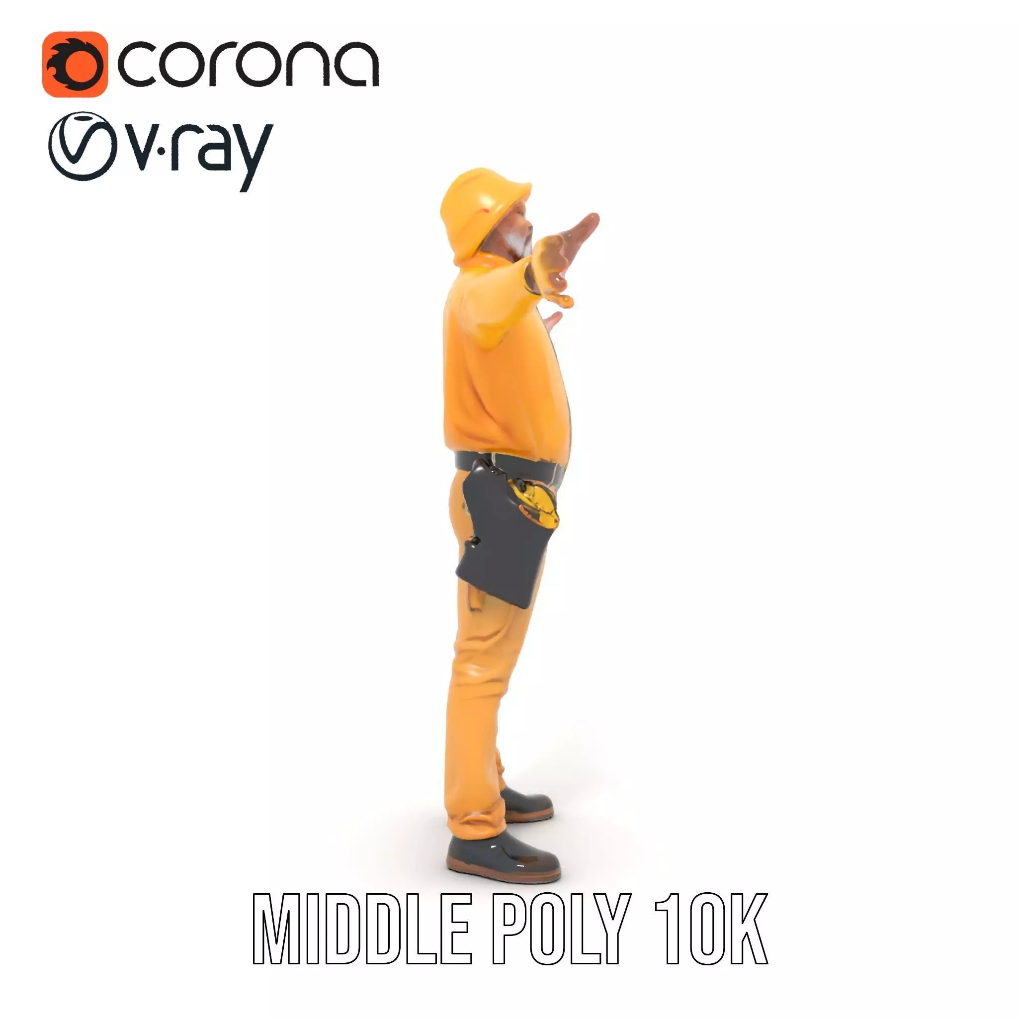 Yellow Construction Worker model pack Low-poly 3D model_6