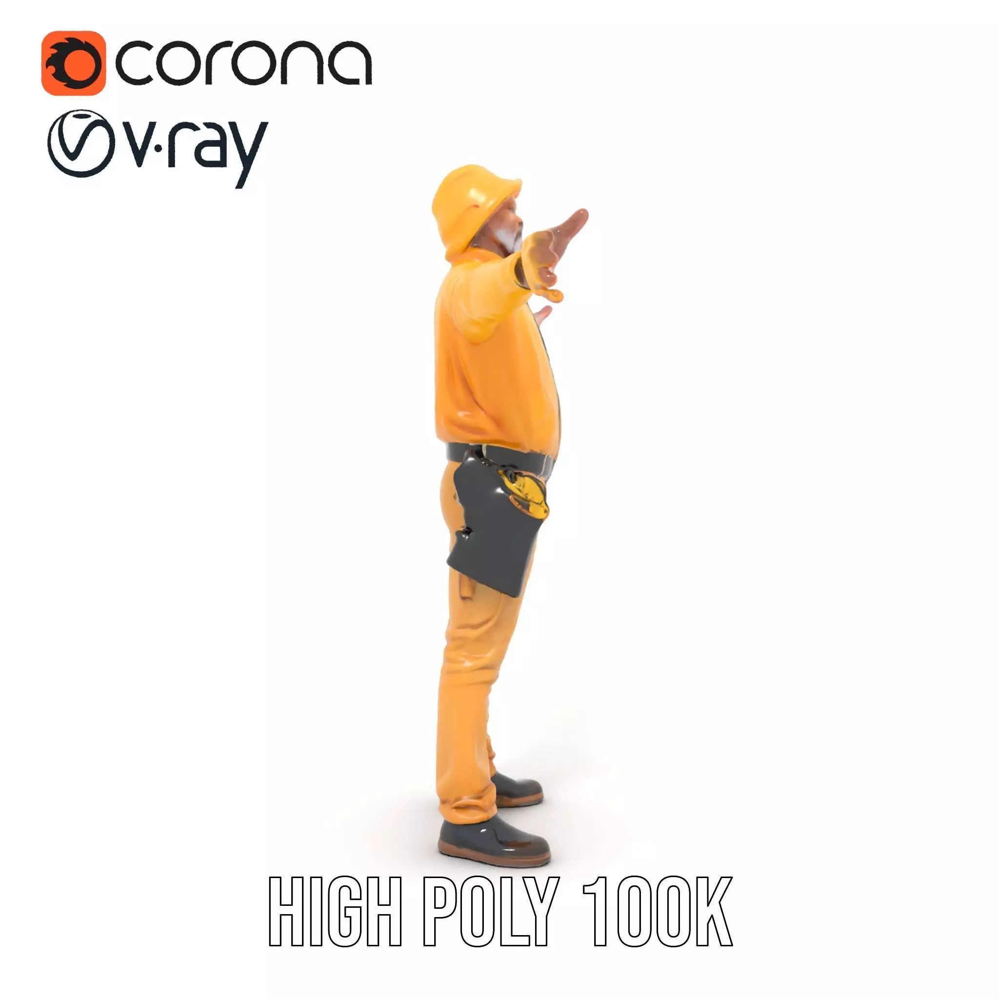 Yellow Construction Worker model pack Low-poly 3D model_26