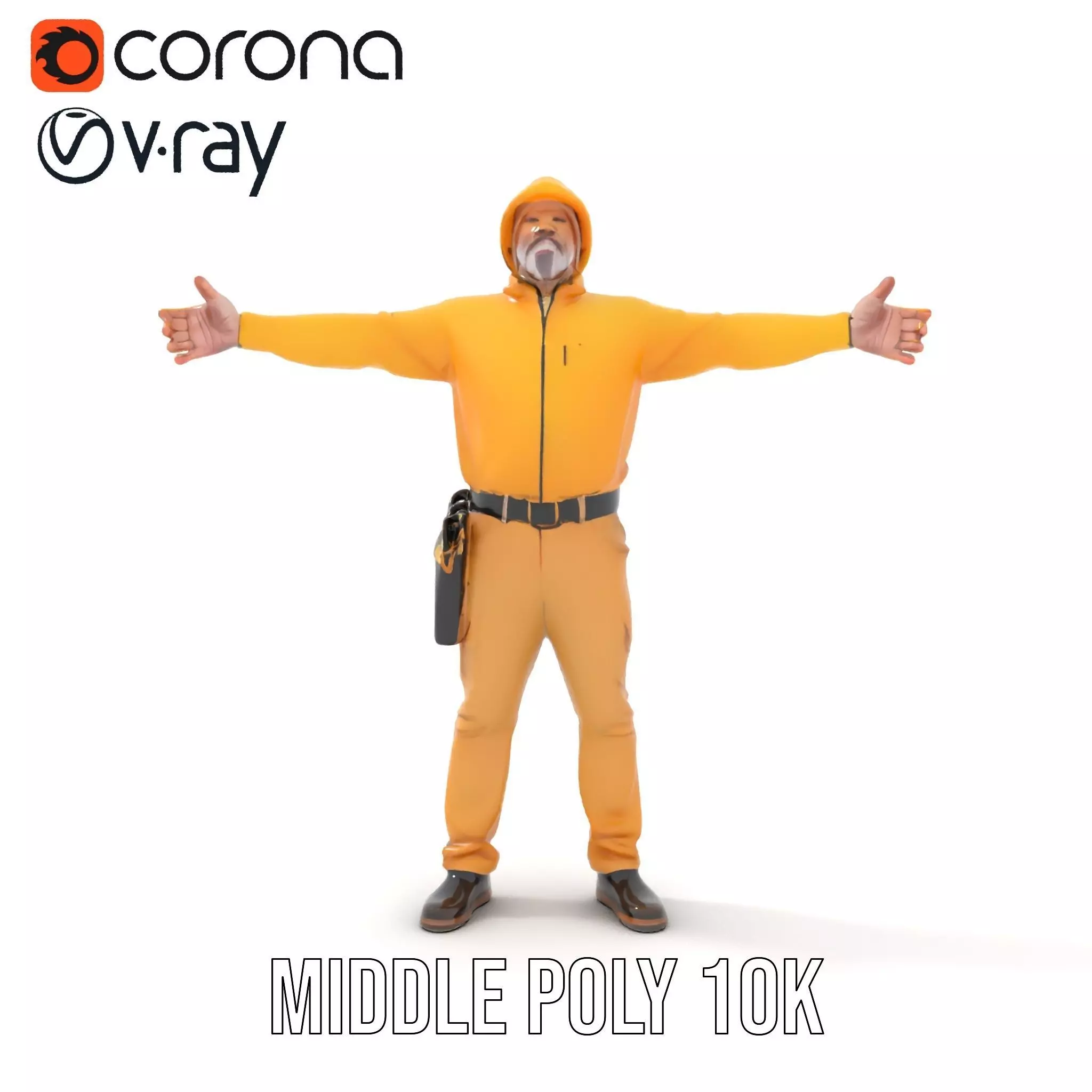 Yellow Construction Worker model pack Low-poly 3D model_16