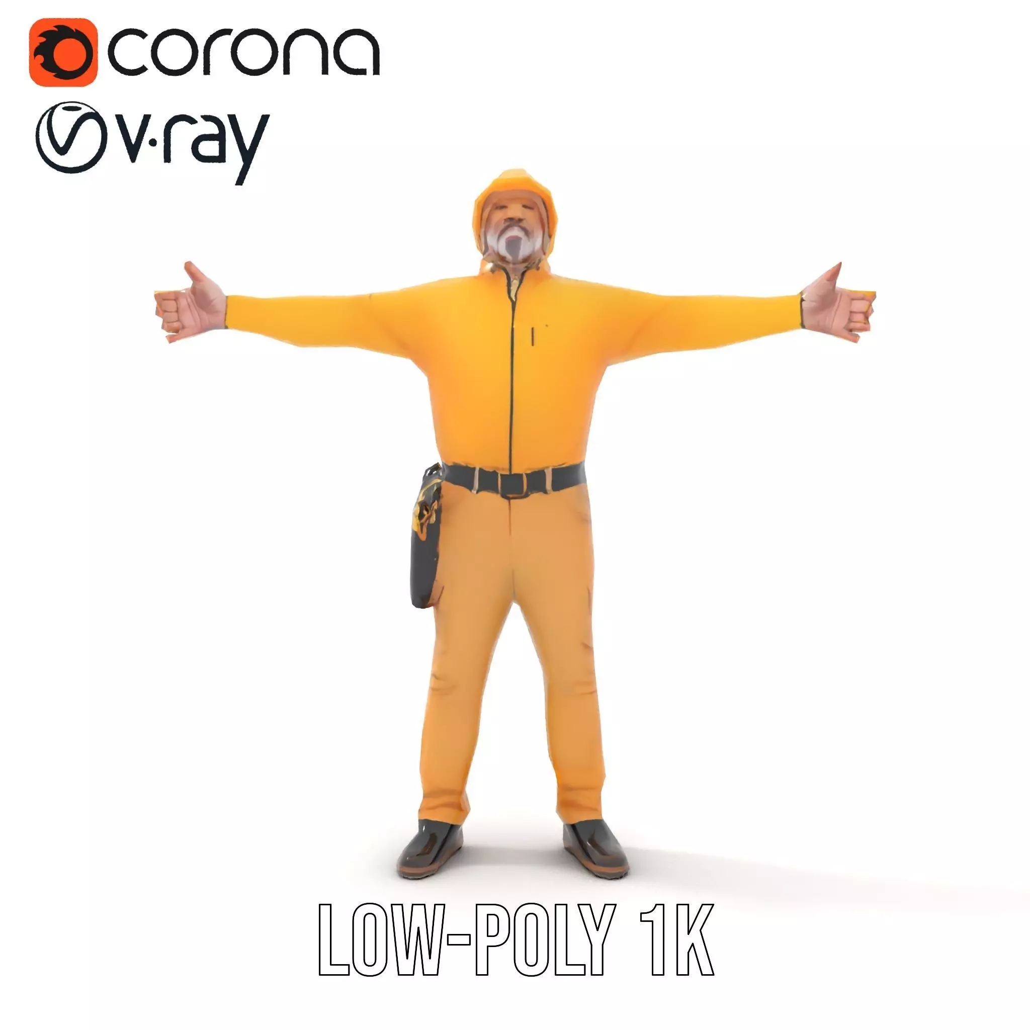 Yellow Construction Worker model pack Low-poly 3D model_25