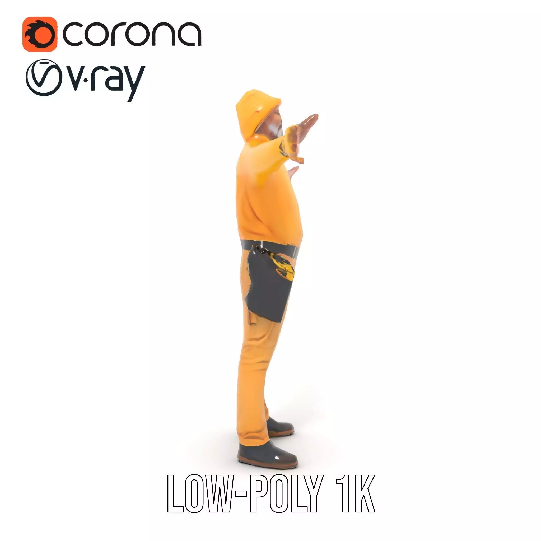 Yellow Construction Worker model pack Low-poly 3D model_14