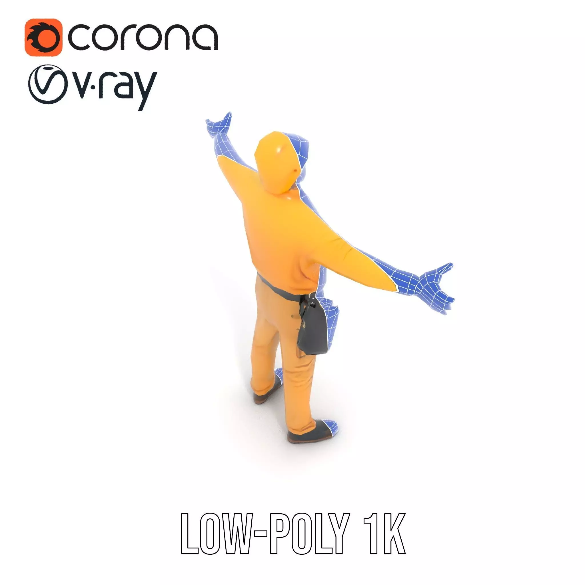 Yellow Construction Worker model pack Low-poly 3D model_12