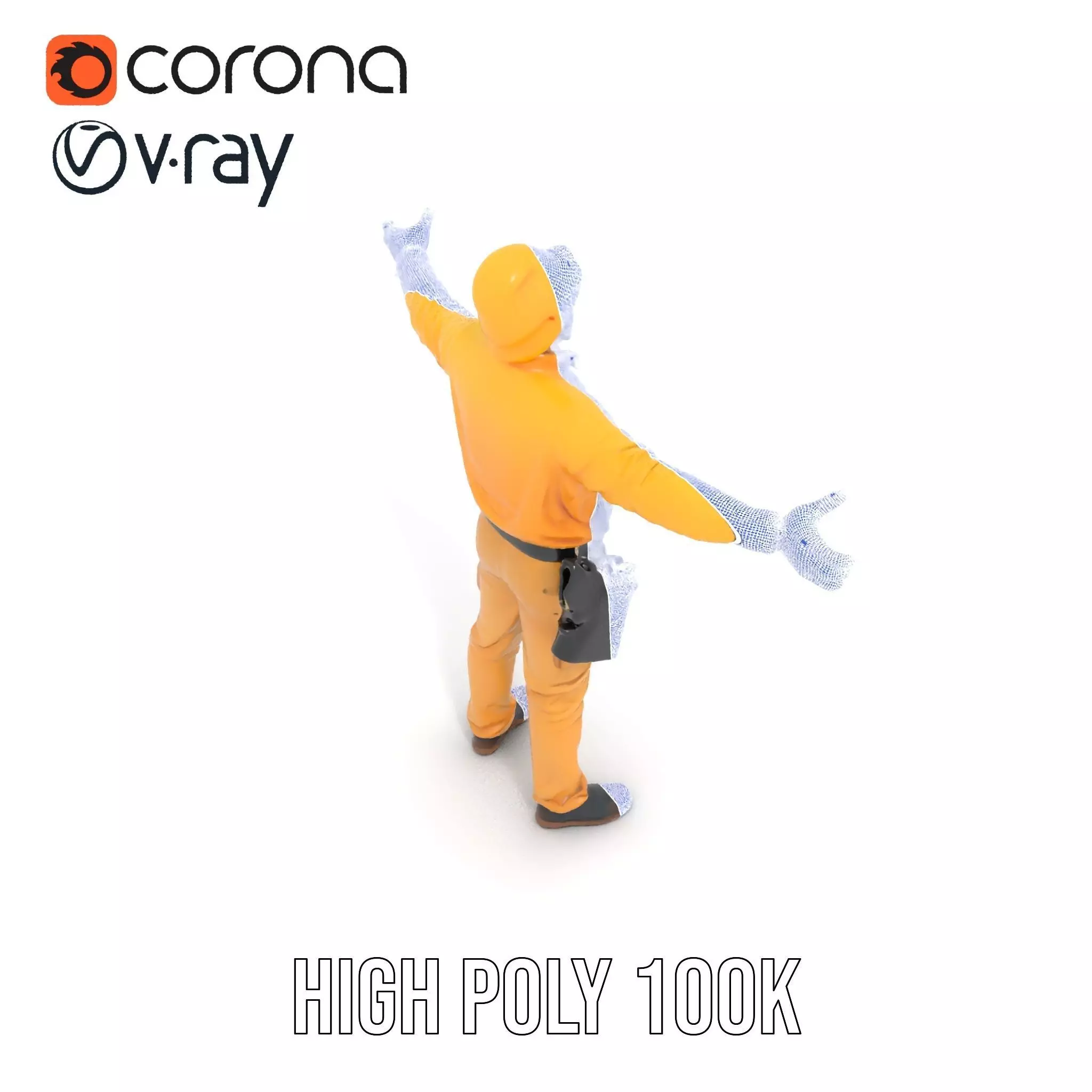 Yellow Construction Worker model pack Low-poly 3D model_18