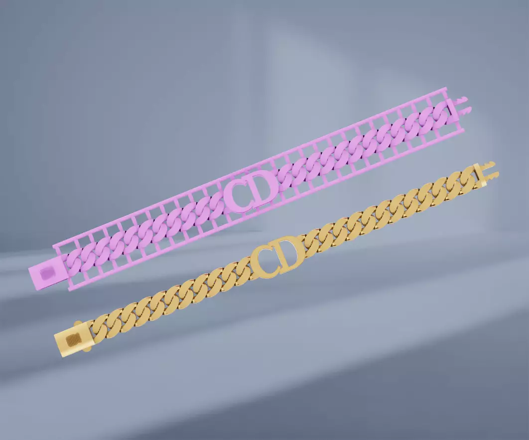 CD logo cuban bracelet 3D print model_0