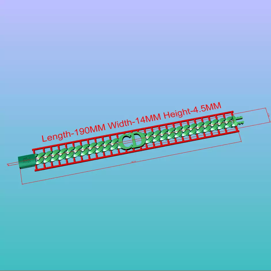 CD logo cuban bracelet 3D print model_1