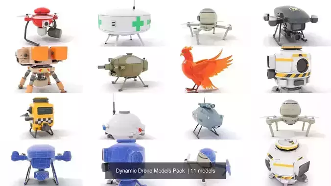 Dynamic Drone Models Pack  3D Model Collection