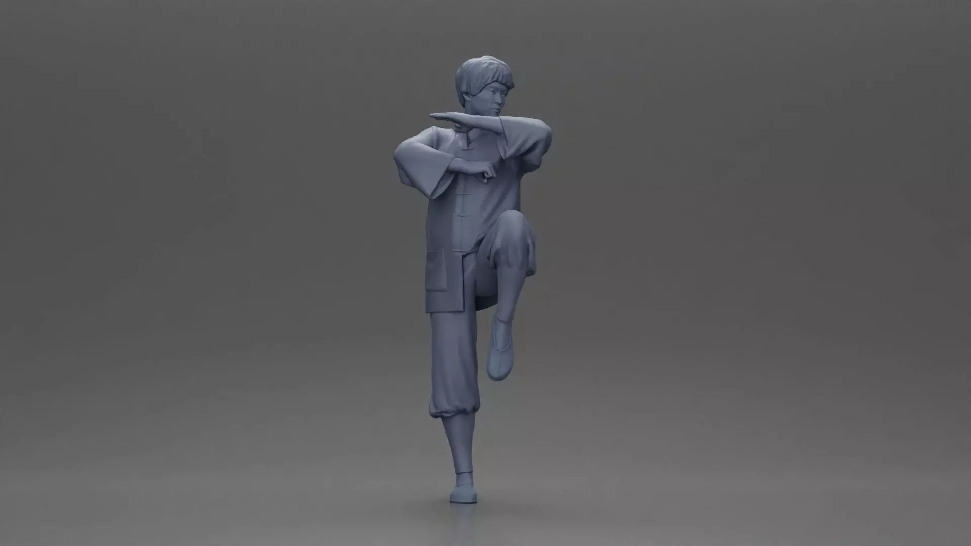Martial Artist in Action Pose Wearing Traditional Kung Fu Outfit 3D print model_6