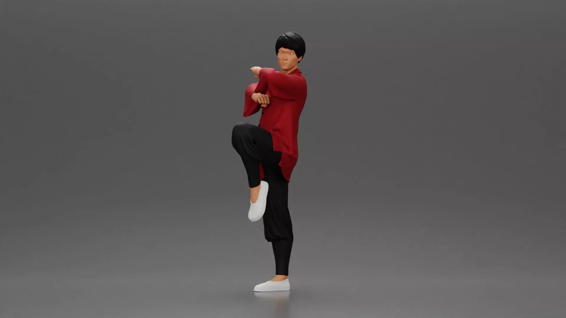 Martial Artist in Action Pose Wearing Traditional Kung Fu Outfit 3D print model_5