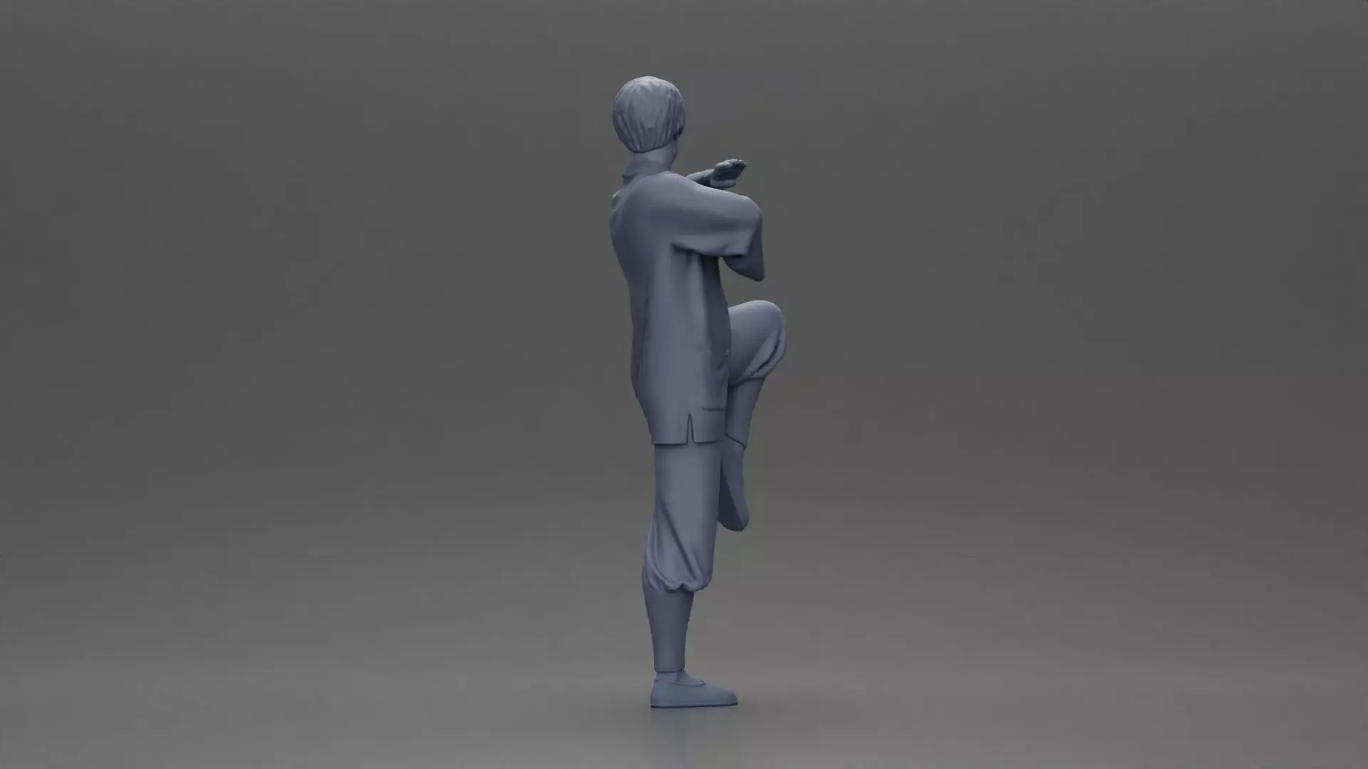 Martial Artist in Action Pose Wearing Traditional Kung Fu Outfit 3D print model_8