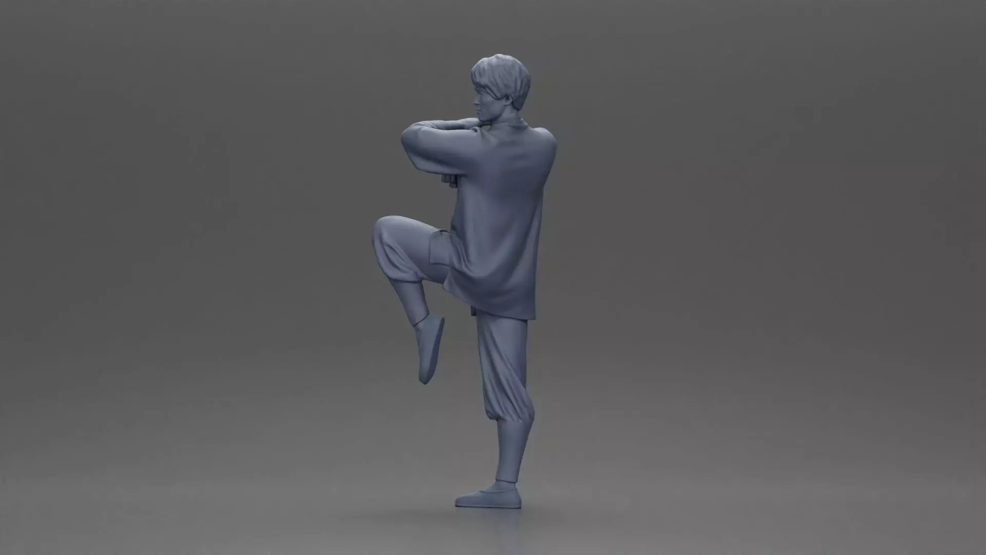 Martial Artist in Action Pose Wearing Traditional Kung Fu Outfit 3D print model_10
