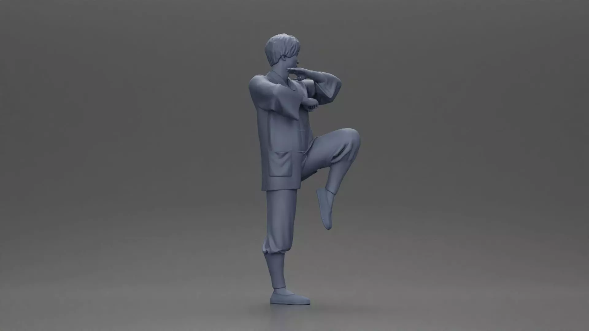 Martial Artist in Action Pose Wearing Traditional Kung Fu Outfit 3D print model_7
