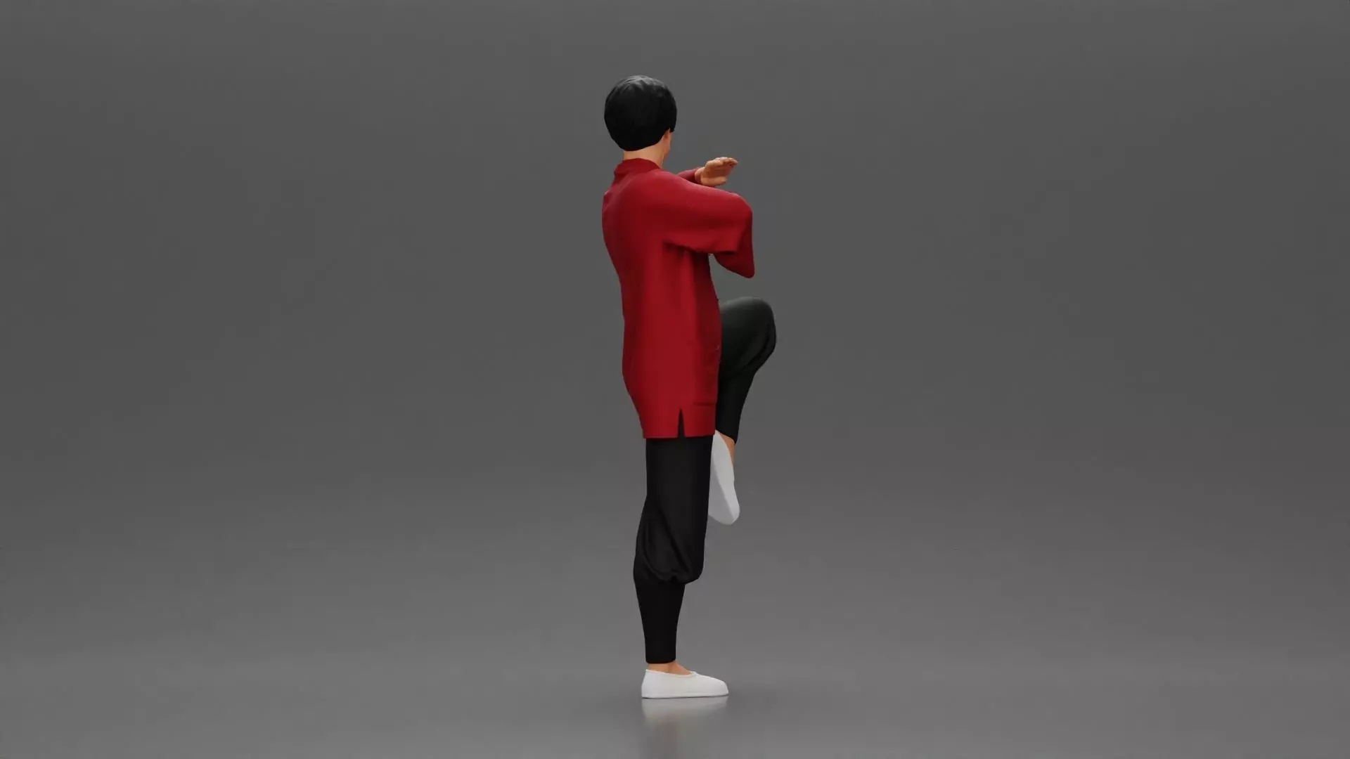 Martial Artist in Action Pose Wearing Traditional Kung Fu Outfit 3D print model_2