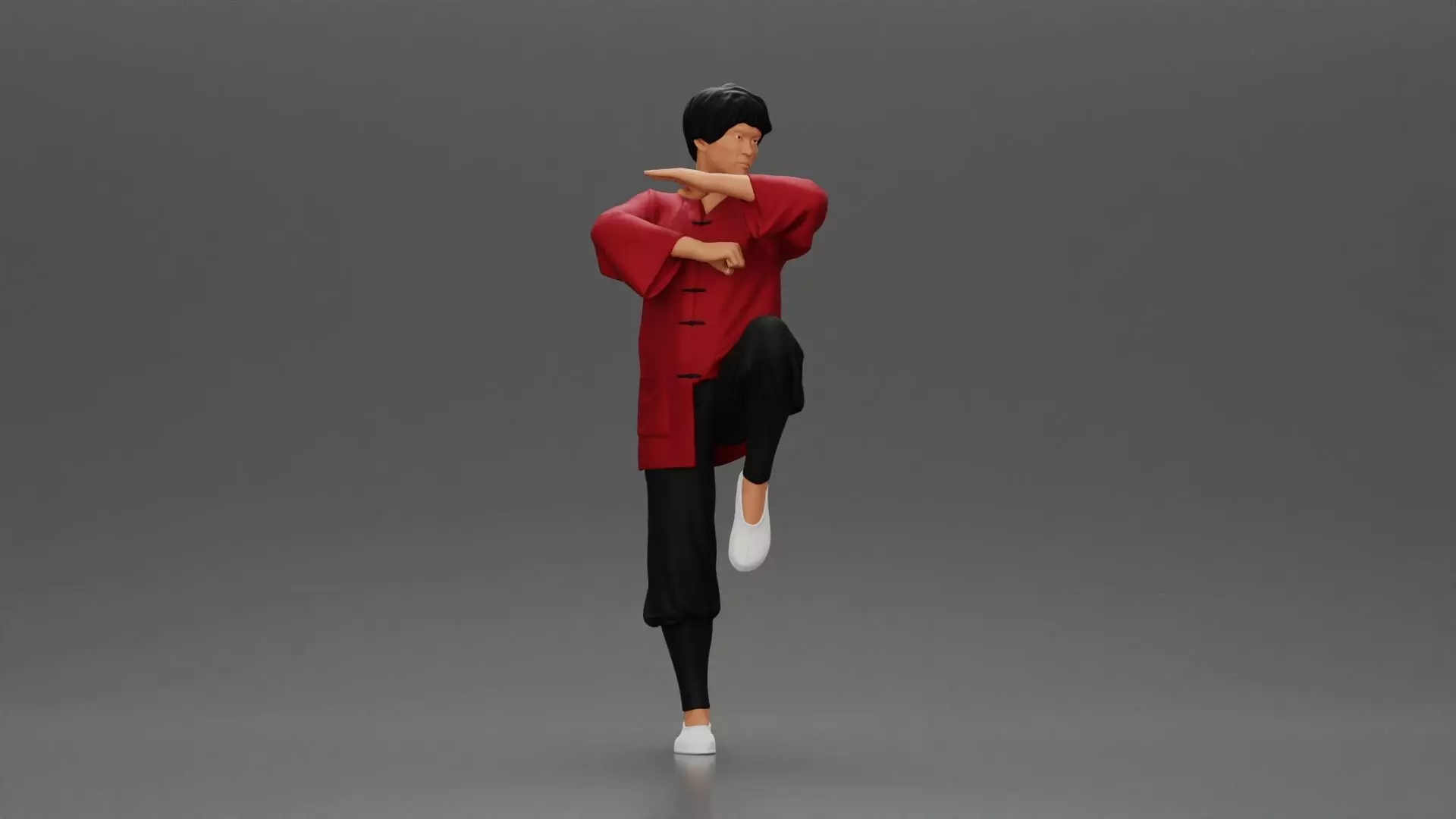 Martial Artist in Action Pose Wearing Traditional Kung Fu Outfit 3D print model_0