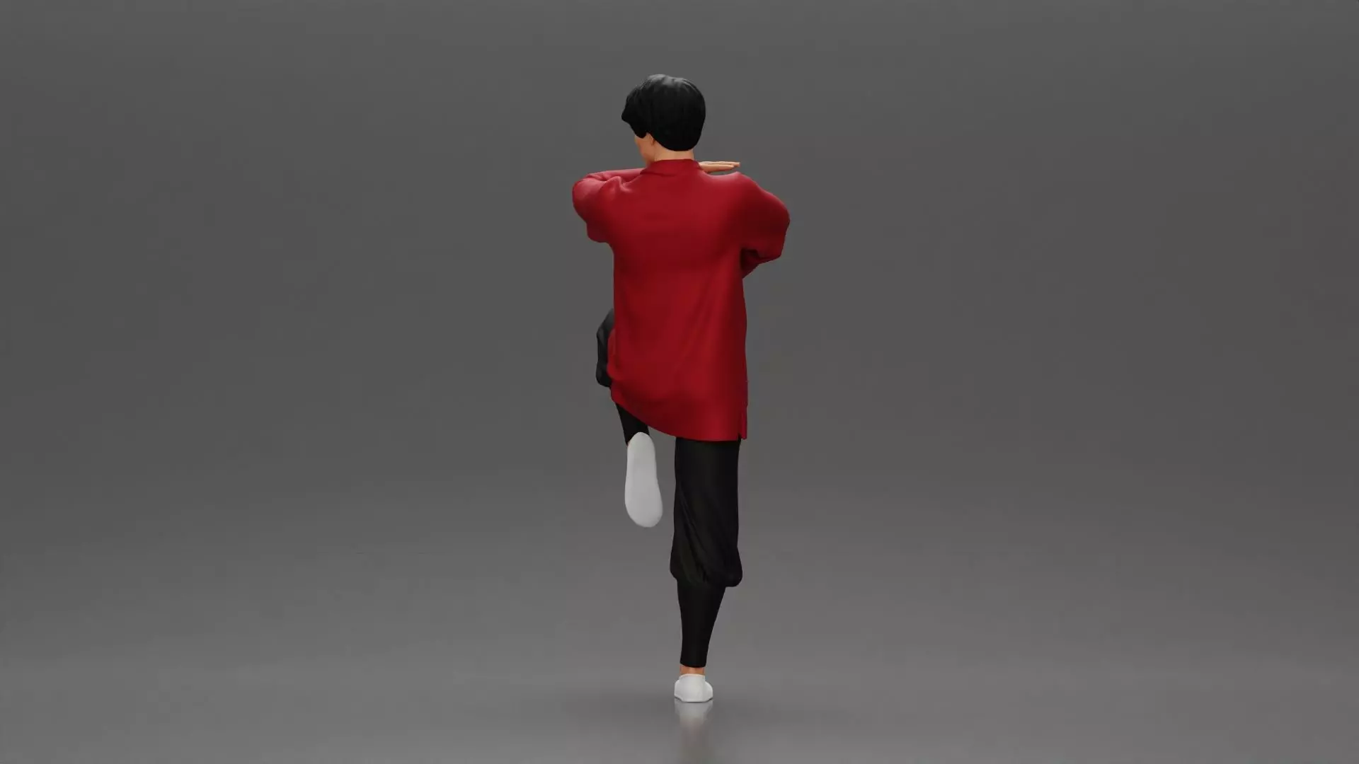 Martial Artist in Action Pose Wearing Traditional Kung Fu Outfit 3D print model_3
