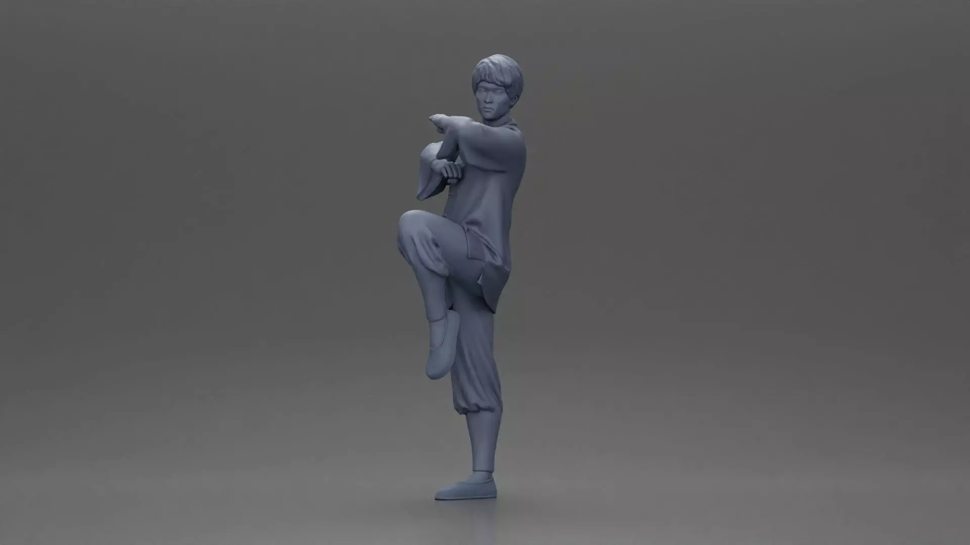 Martial Artist in Action Pose Wearing Traditional Kung Fu Outfit 3D print model_11