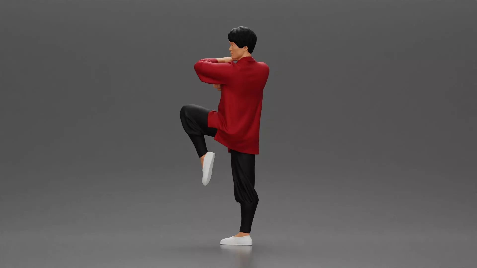 Martial Artist in Action Pose Wearing Traditional Kung Fu Outfit 3D print model_4