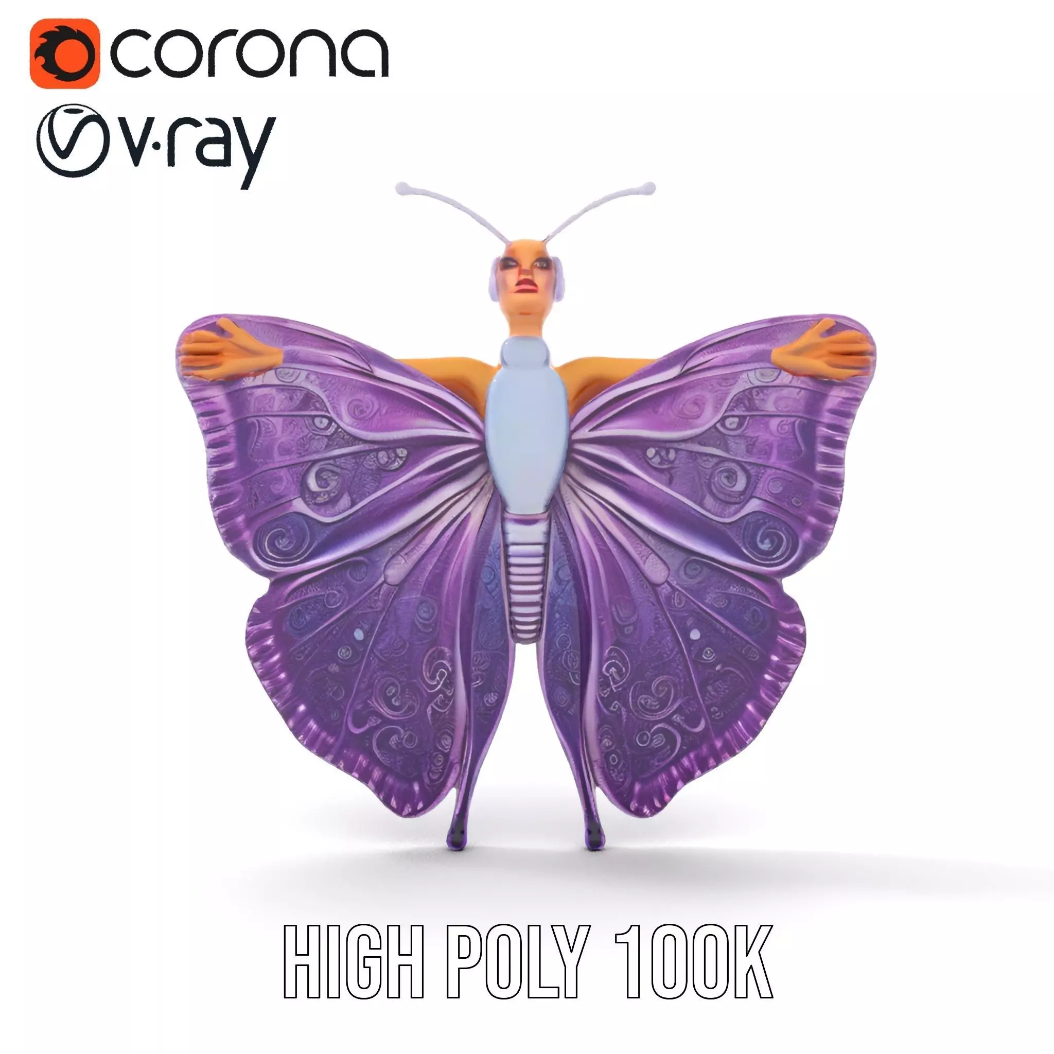 Galactic Butterfly Costume model pack Low-poly 3D model_15