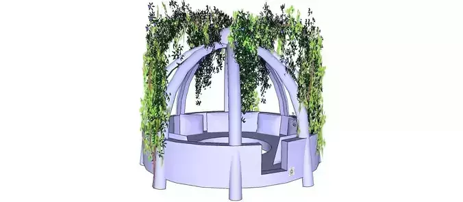 ARBORBENCH circular structure with vines