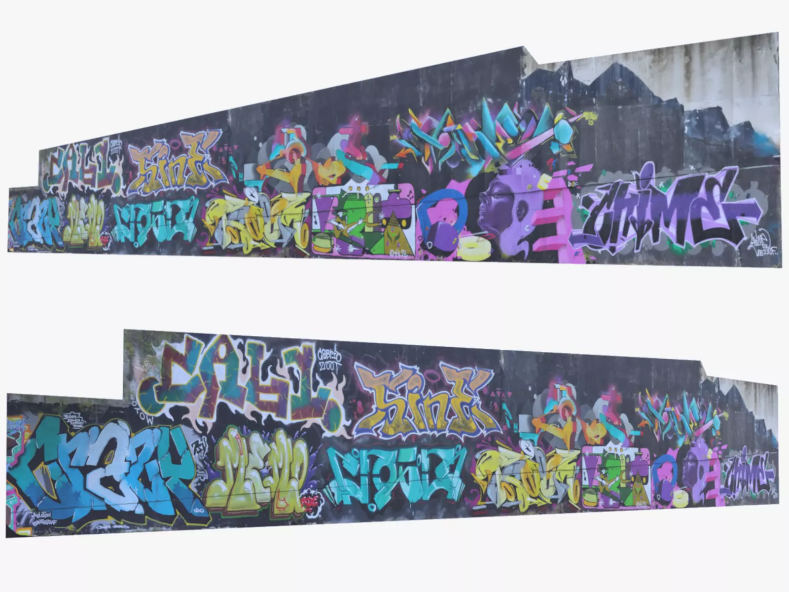 Big graffiti wall 3D model_0