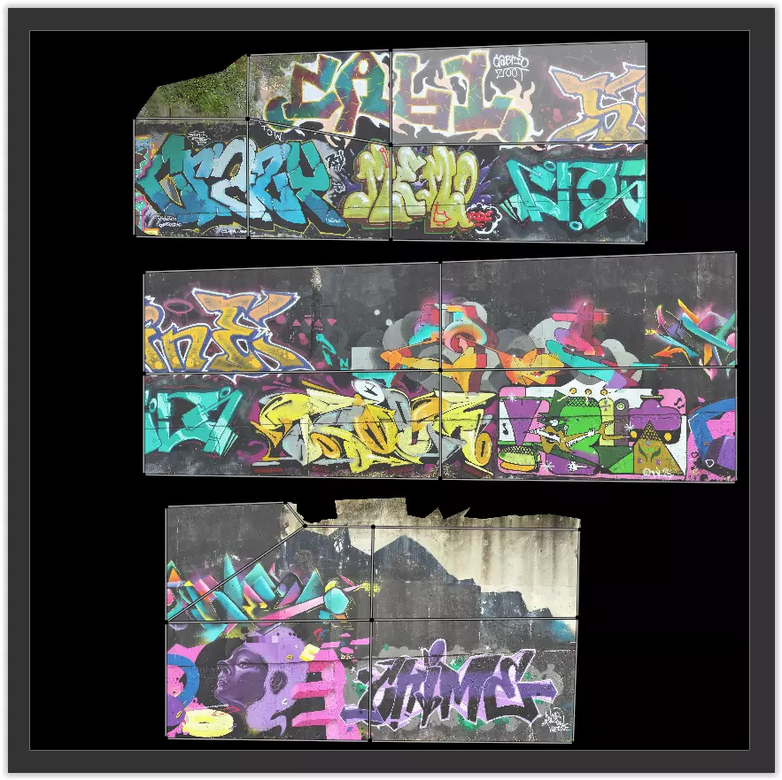 Big graffiti wall 3D model_7