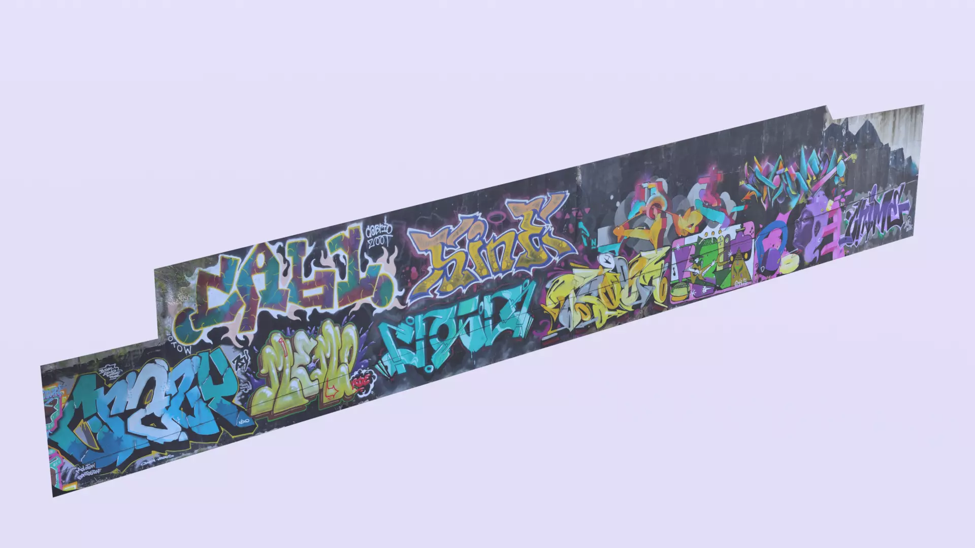 Big graffiti wall 3D model_6