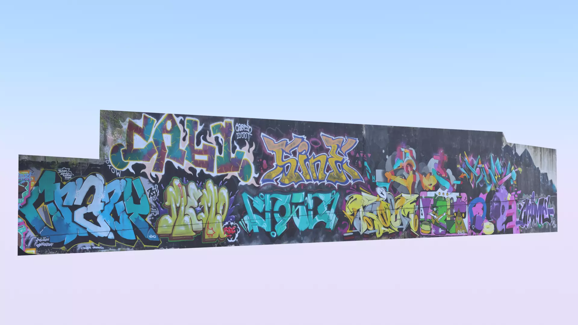 Big graffiti wall 3D model_3