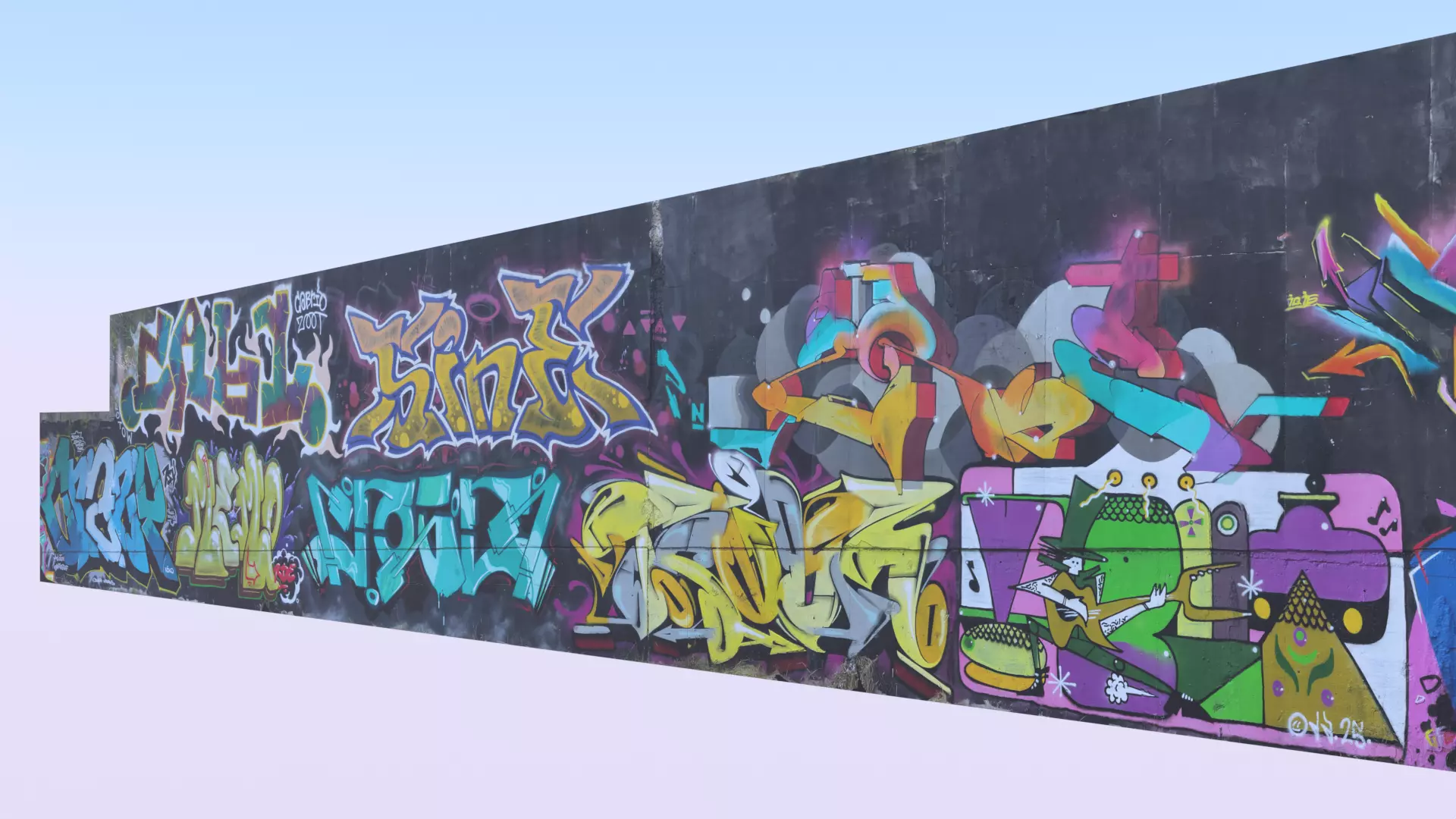 Big graffiti wall 3D model_4