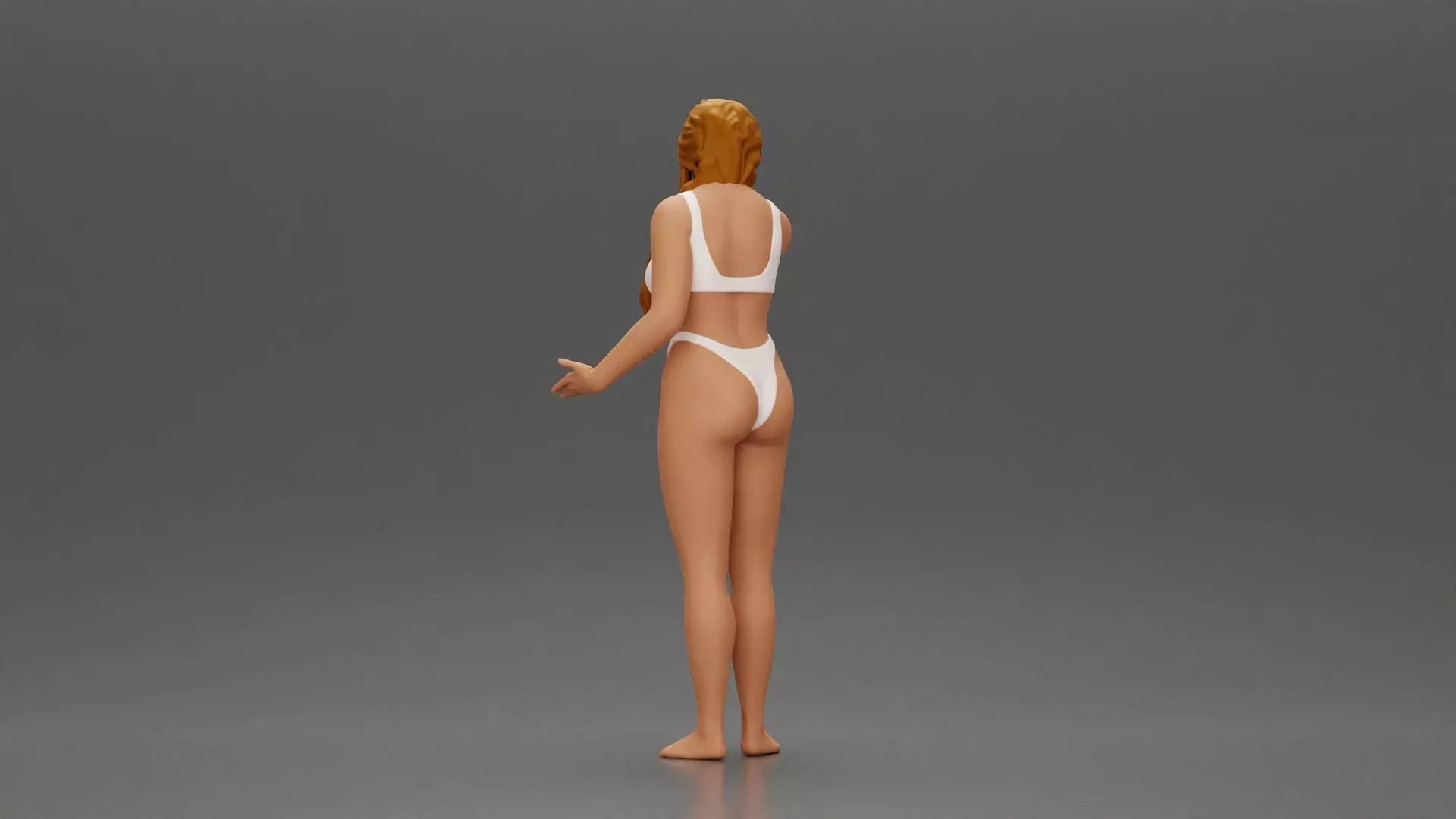 Confused Woman in Bikini Standing with Hand on Forehead 3D print model_4