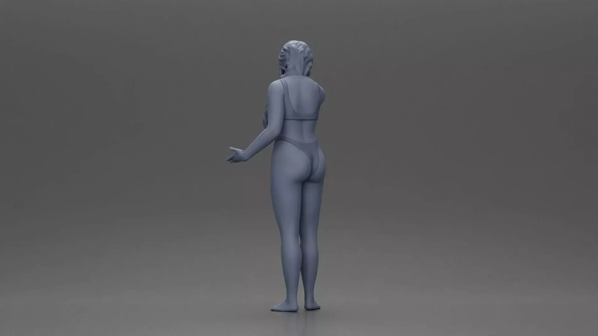 Confused Woman in Bikini Standing with Hand on Forehead 3D print model_10
