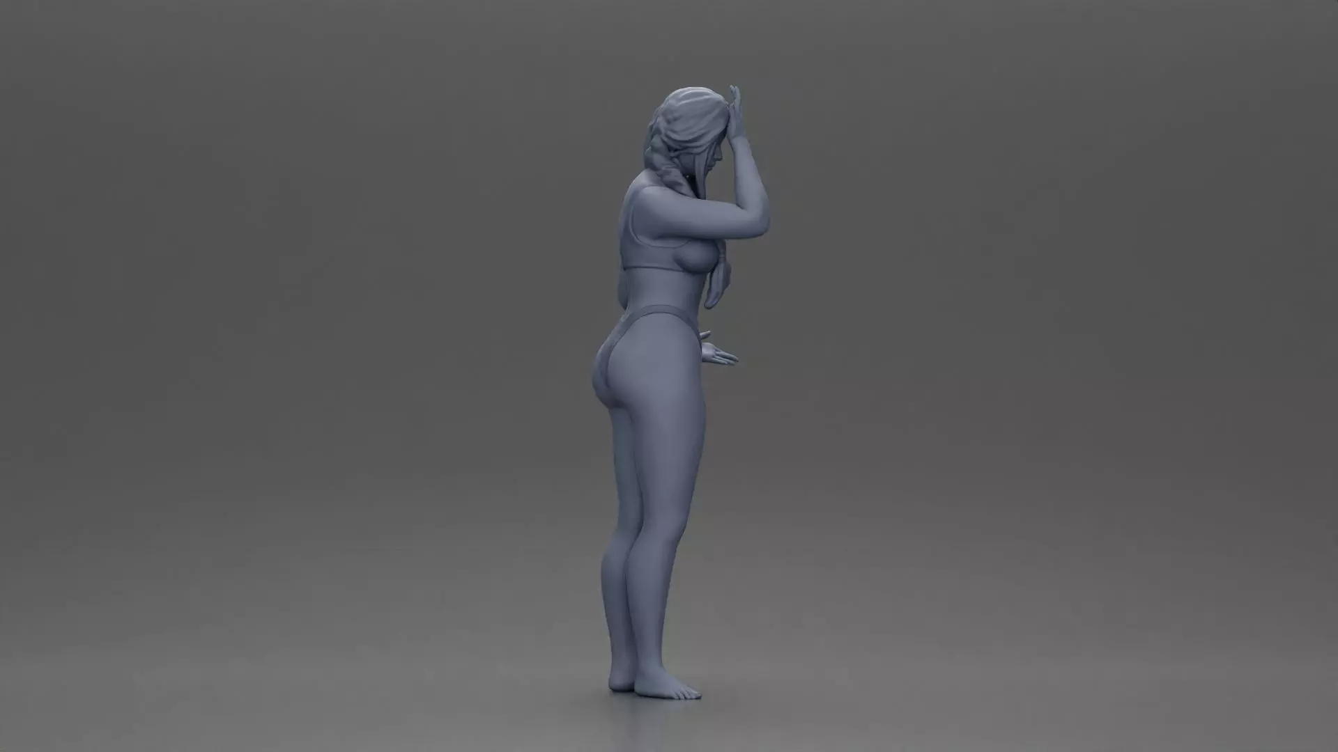 Confused Woman in Bikini Standing with Hand on Forehead 3D print model_8