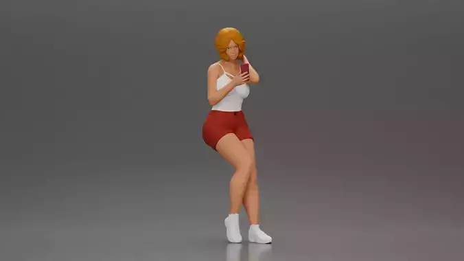 Girl casually checking her phone while striking a relaxed pose