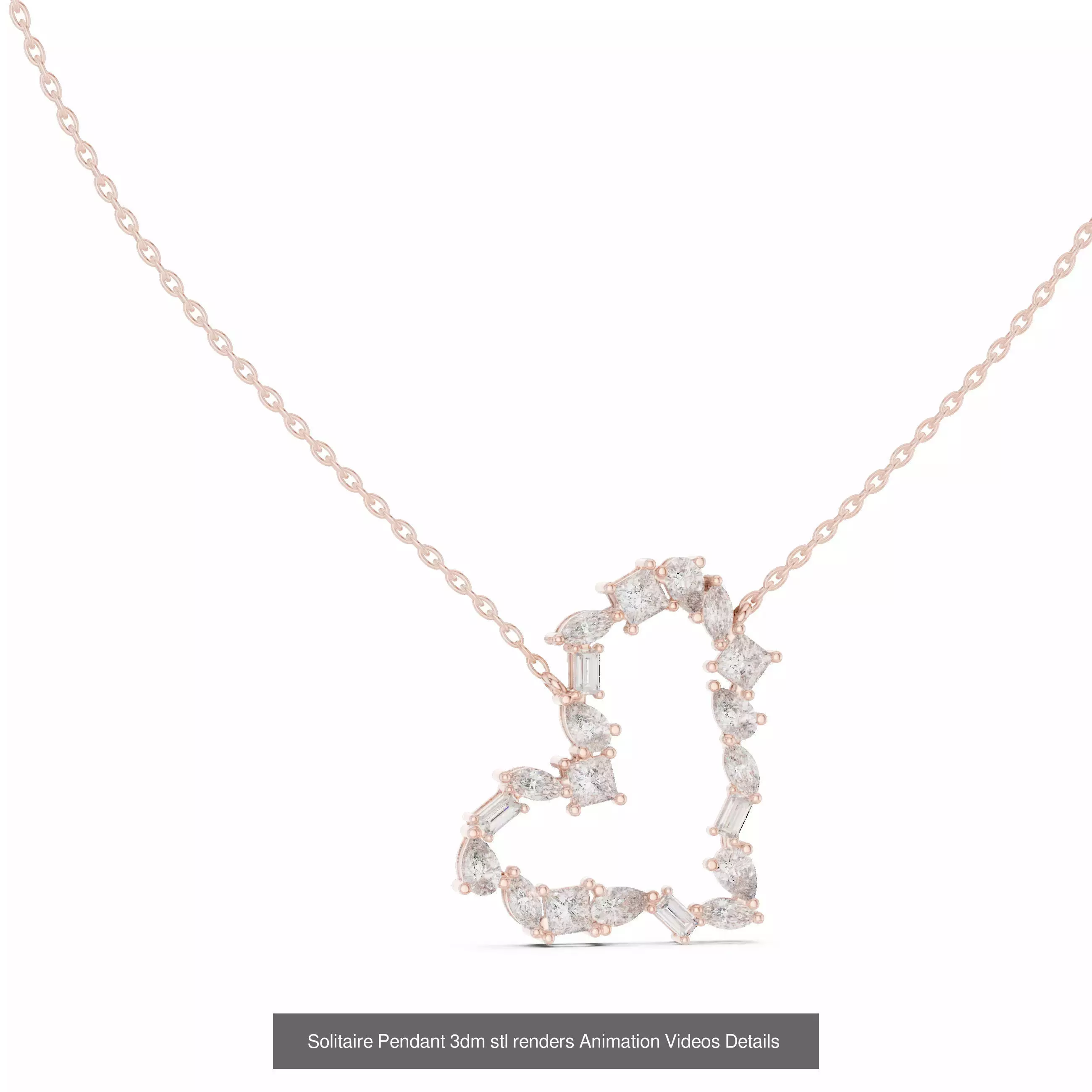 68 Solitaire Pendants 3dm stl renders 360 Animation Videos 3D Model Collection_47