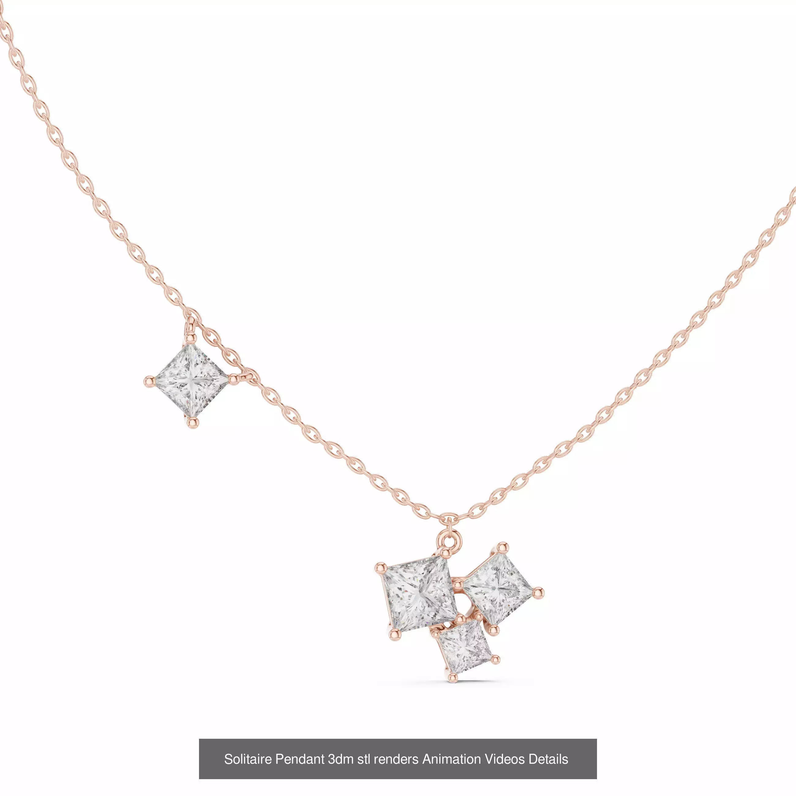 68 Solitaire Pendants 3dm stl renders 360 Animation Videos 3D Model Collection_34