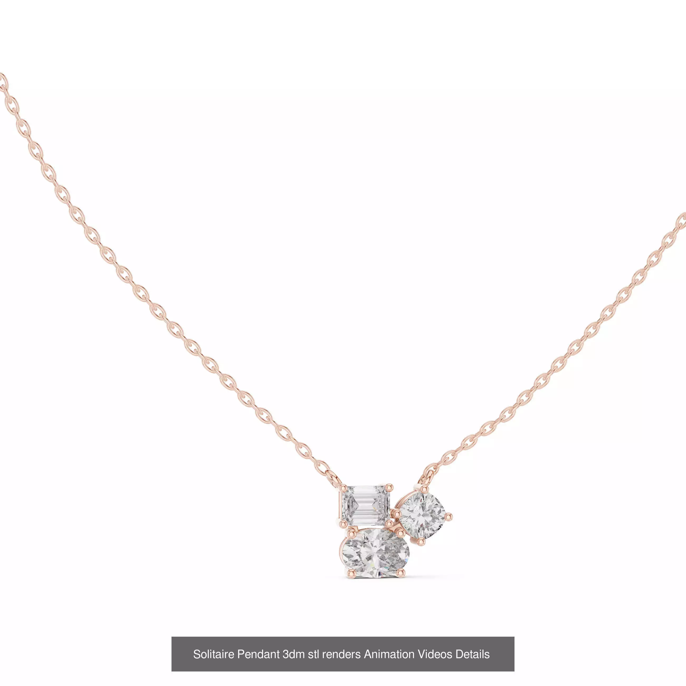 68 Solitaire Pendants 3dm stl renders 360 Animation Videos 3D Model Collection_36