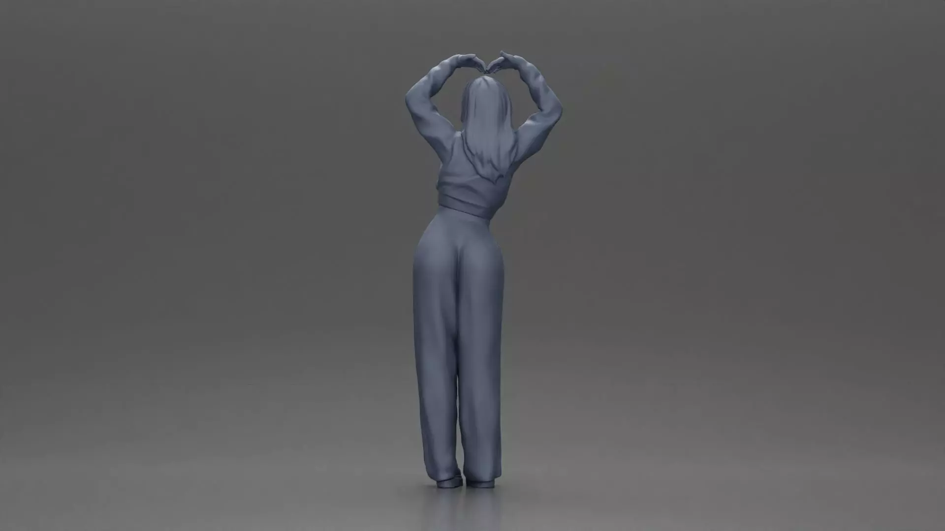 Confident woman striking a heart shaped pose with joyful energy 3D print model_9