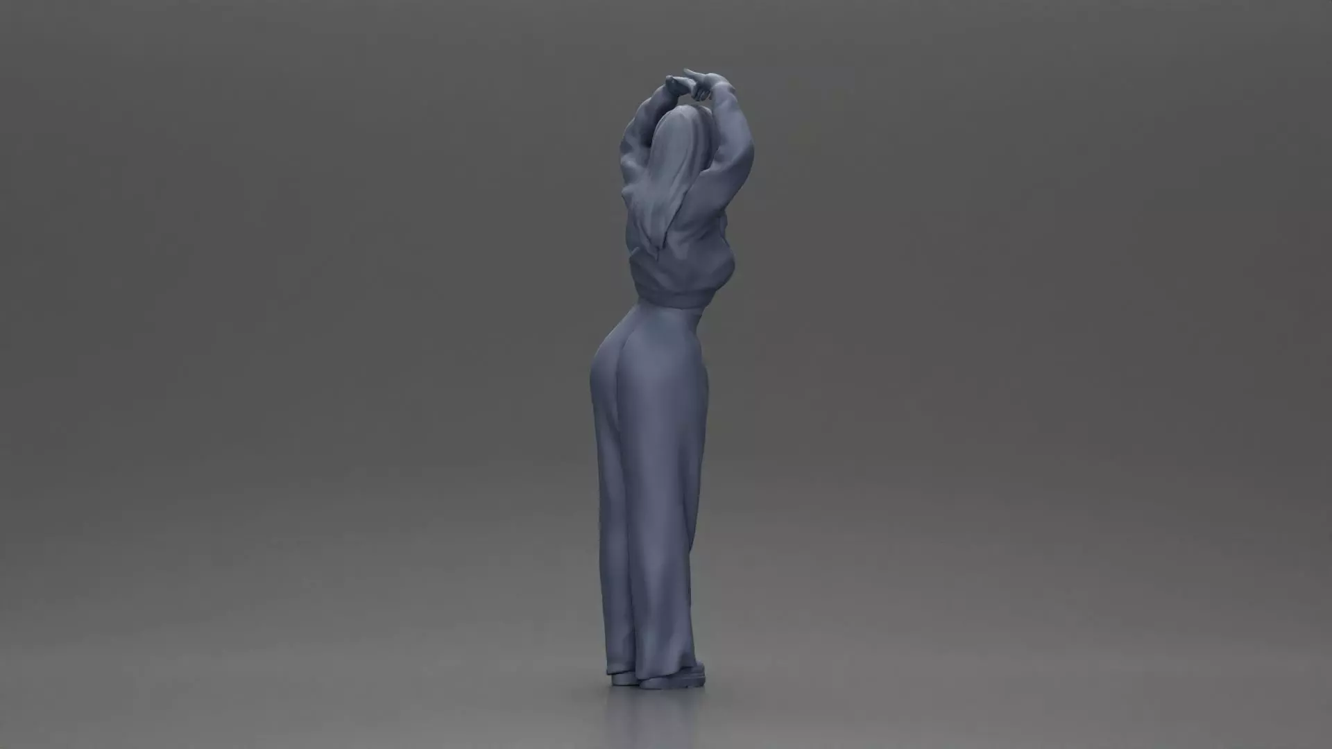 Confident woman striking a heart shaped pose with joyful energy 3D print model_8