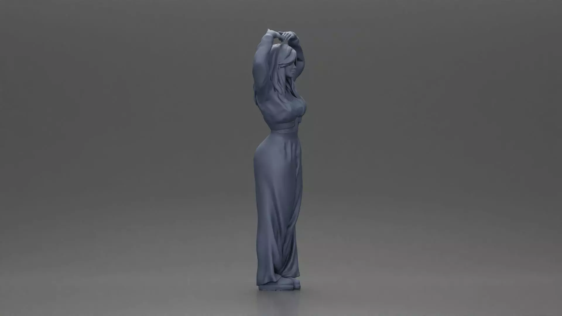 Confident woman striking a heart shaped pose with joyful energy 3D print model_7