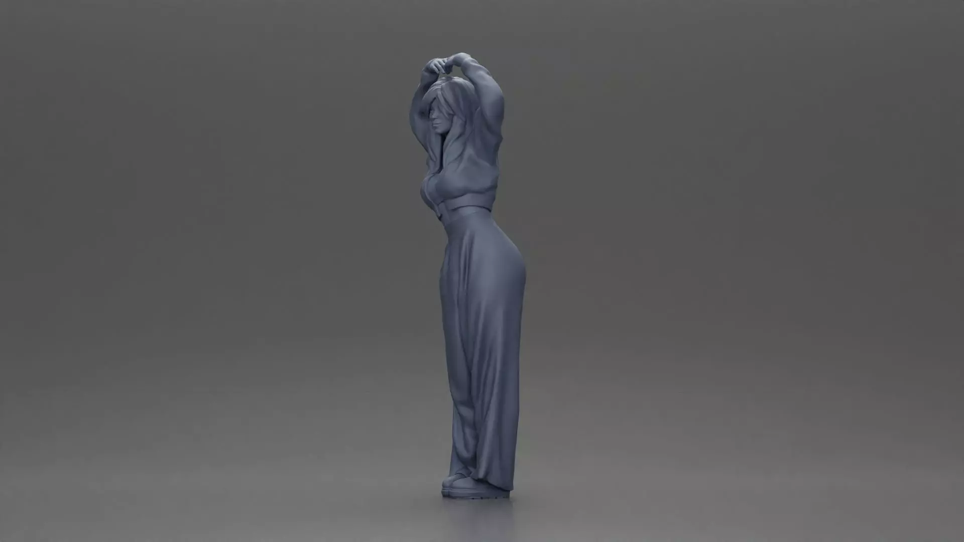 Confident woman striking a heart shaped pose with joyful energy 3D print model_11