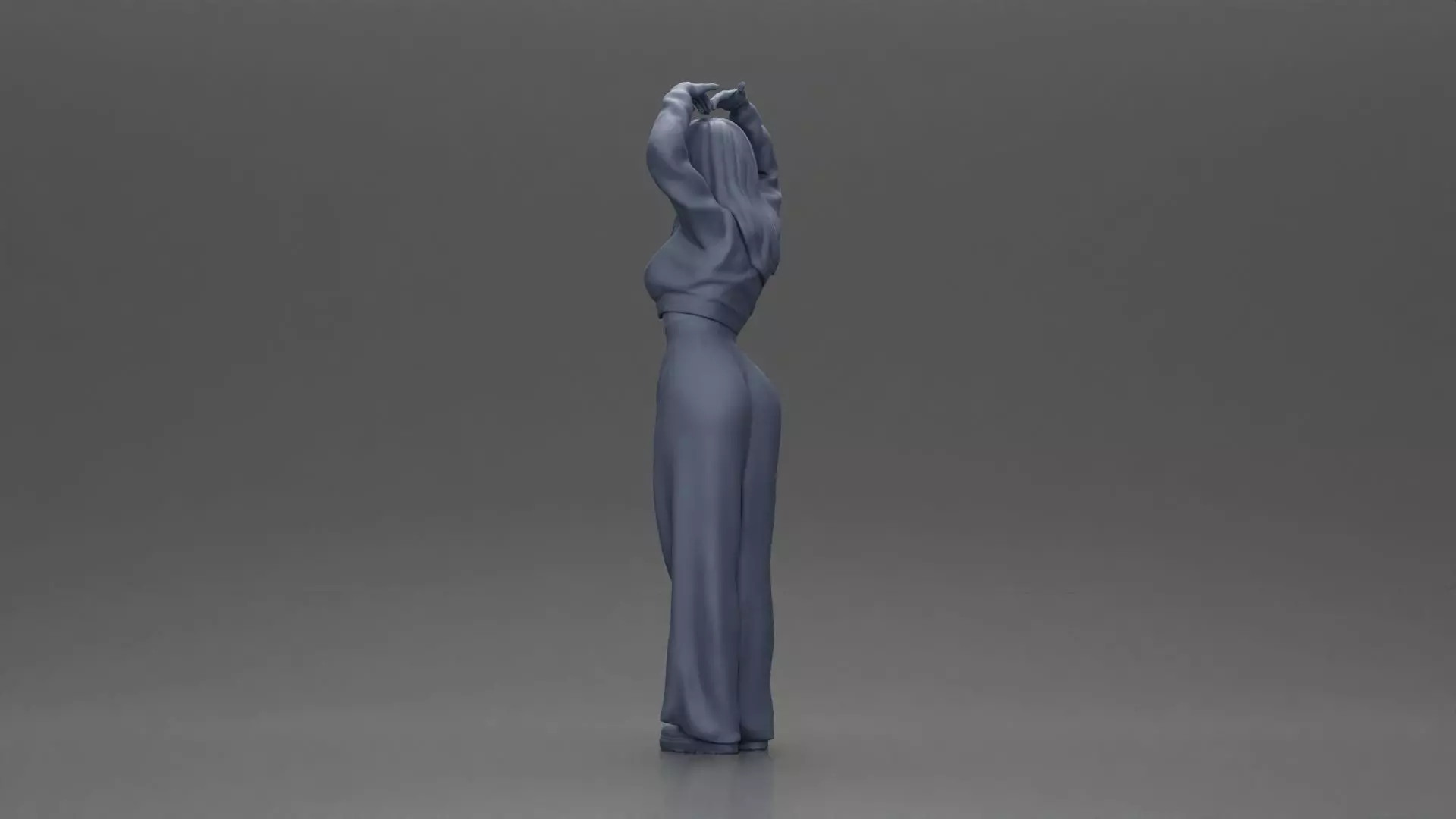 Confident woman striking a heart shaped pose with joyful energy 3D print model_10