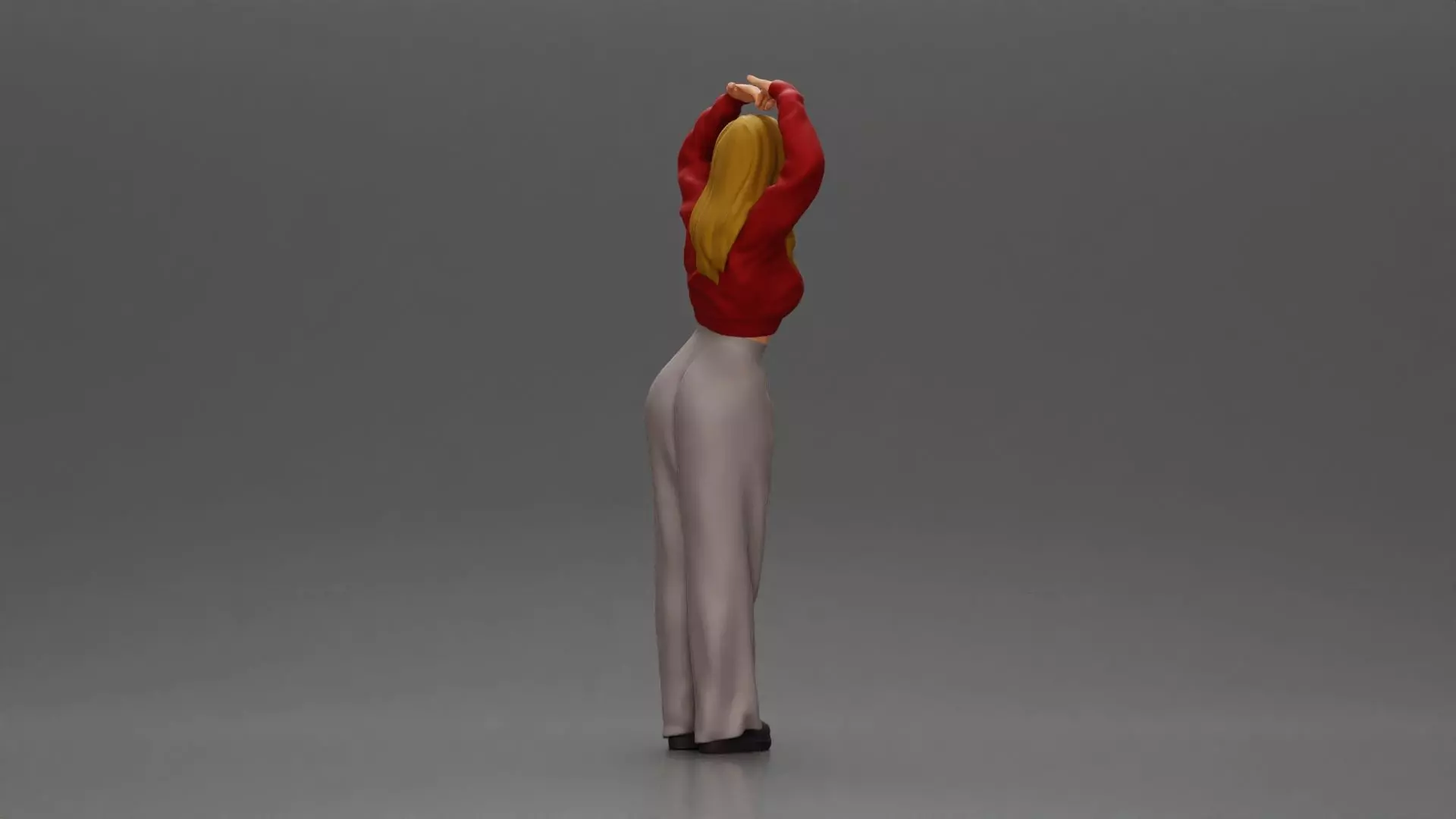 Confident woman striking a heart shaped pose with joyful energy 3D print model_2